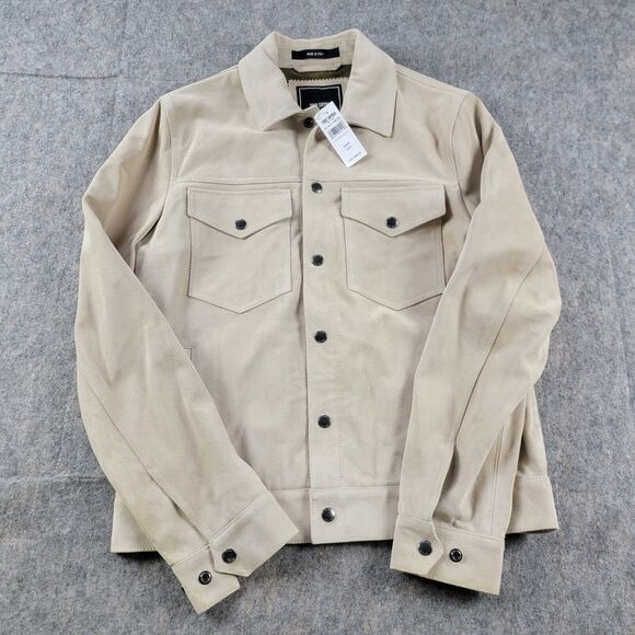 Todd Snyder Italian Suede Snap Dylan Jacket Sand Beige Size S NWT $998 *Flaw - Picture 2 of 14